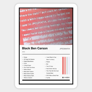 Black Ben Carson Tracklist Sticker